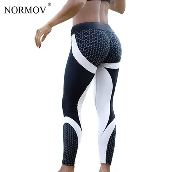 NORMOV Femei Jambiere Tipărite de Fitness Sportive de Antrenament Legging Fagure de miere Digital Activewear Jambiere Poliester Leggins S-XL