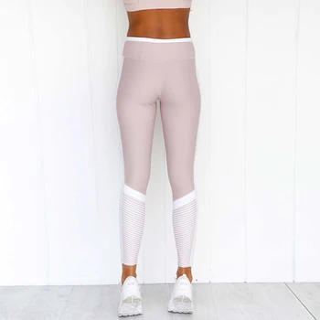 NORMOV Moda Sexy Imprimare de Fitness Femei Jambiere Alb Stripe Print Mozaic Pantaloni Slim Fit Hip Push-Up Antrenament Jambiere