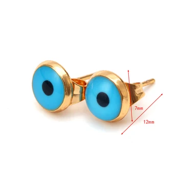 Norocos de Aur Ochi de Culoare Albastru deochi Cercei Stud Rotund turc Ochi Cercei Moda Bijuterii lucrate Manual pentru Femei Doamnelor EY6372