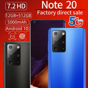 NOTE20 7.2 Inch Versiune Globală Mobilephone FullScreen 12GB 512GB Fata ID-ul Snapdragon 855 Android10.0 2020 SmartPhone Transport Gratuit