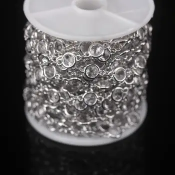 NOU! 3Meter Fațete Clar K9 Optice din Sticlă Cristal Monedă Șirag de Mătănii Lanțuri,Placate cu Argint, Alama Plat Rotund cu Margele DIY Coliere