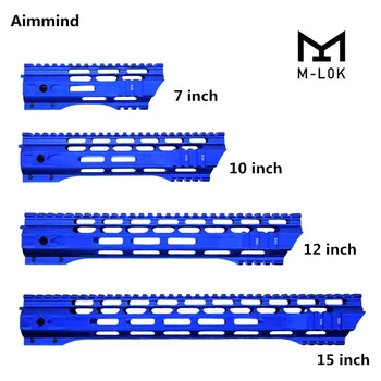 Nou Albastru 7/10/12/15 Inch AEG M4 M16 AR15 Free Float M-Blocare Quad Rail mânerul din Picatinny Feroviar cu butoaie cu Piuliță pentru Vânătoare