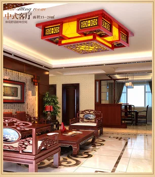 Nou Chinezesc oaie led lampă de plafon living restaurant, ceainarie studiu modern retro din lemn masiv lampă de plafon