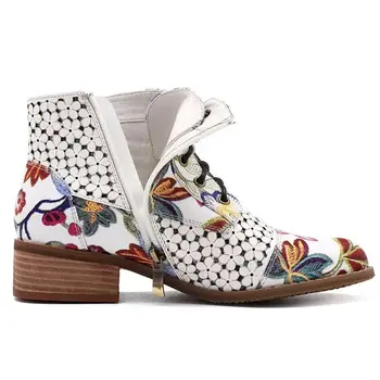 Nou Designer de Cizme pentru Femei 2020 Iarna și Toamna Cizme Pantofi de Agrement Model Floare de Vacă din Piele Pantofi Marime Mare pentru femei