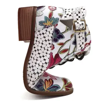 Nou Designer de Cizme pentru Femei 2020 Iarna și Toamna Cizme Pantofi de Agrement Model Floare de Vacă din Piele Pantofi Marime Mare pentru femei