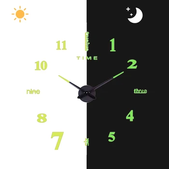 Nou Luminos 27/37/47inch Strălucire În Întuneric 3D Ceasuri de Perete Mare Ceas cu Ceas 3D DIY Acrilice Autocolante Ceas Rotund Moderne Timp