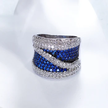 Nou Lux Albastru Cubic Zirconia Inel Pentru Femei Top Bijuterii Superba Culoare Cristal Moda Bijuterii Inele Mari