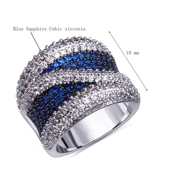 Nou Lux Albastru Cubic Zirconia Inel Pentru Femei Top Bijuterii Superba Culoare Cristal Moda Bijuterii Inele Mari