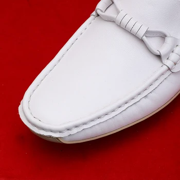 Nou Lux Mocasini Barbati Pantofi Handmade Conducere Mocasini Barbati Din Piele Albă Leneș Pantofi Pentru Barbati Brand FashionYoung Casual, Mocasini