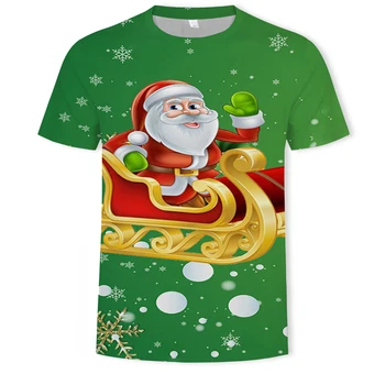 Nou Mos Craciun 3D digitale de imprimare tricou unisex casual T-shirt de vară de Crăciun serie cu mânecă scurtă T-shirt