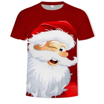 Nou Mos Craciun 3D digitale de imprimare tricou unisex casual T-shirt de vară de Crăciun serie cu mânecă scurtă T-shirt
