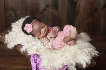 Nou-Născut Moale De Mohair Baby Boy Fete Tricotate Romper Tinuta Recuzită Fotografie