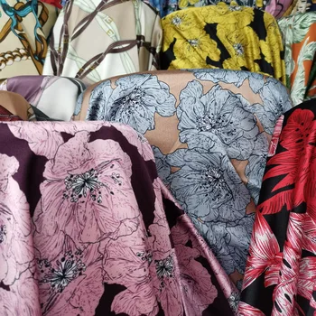 Nou Rochie de satin cu Flori imprimate tesatura mozaic tricou eșarfă textile din poliester