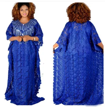 Nou Stil African Femei Super Dimensiunea Dashiki Moda solubil în Apă Dantelă Fusta Liber cu Broderie cu Margele Rochie Lunga