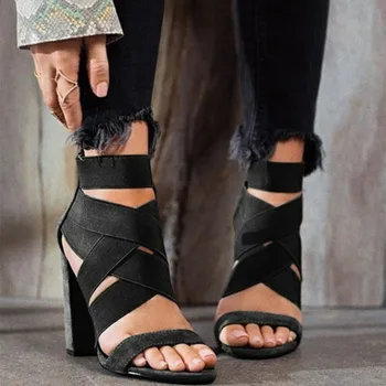 Nou Stil de Moda Doamnelor de Vară Sexy cu Toc Înalt Pantofi de Partid Doamnelor sandale Gros cu Femei Tocuri inalte, Sandale 2020 nou