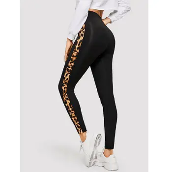 Nou Stil Doamnelor Femei Pantaloni de Yoga Leopard Negru Mozaic de Fitness Talie Mare Yoga Sala de Sport Pantaloni Lungi Slab de Moda Fierbinte