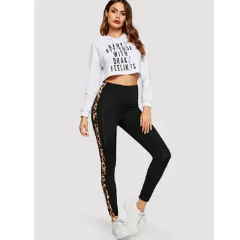 Nou Stil Doamnelor Femei Pantaloni de Yoga Leopard Negru Mozaic de Fitness Talie Mare Yoga Sala de Sport Pantaloni Lungi Slab de Moda Fierbinte