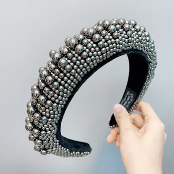 Nou Stil Lux Toamna Iarna Plin de Perle Albe Bentita pentru Femei Căptușit Hairband Doamnelor Rama Retro Moda Accesorii de Par