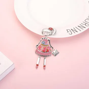 Nou Stil Printesa Email Pin Fete Desene animate pentru Copii Culoare Argintie din Aliaj de Metal Papusa Designer Broșe Ace pentru Femei, Rucsaci Brand