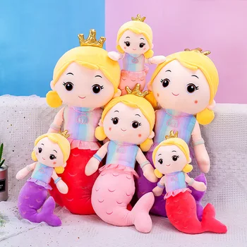 Noua Coroana Drăguț Sirena Jucărie De Pluș Moale Umplute Papusa Copii Fata De Desene Animate, Jucării Umplute Mica Sirena Papusa Casa Decor Fata De Cadou