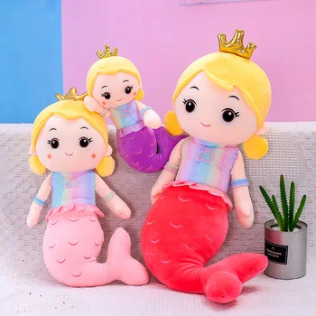 Noua Coroana Drăguț Sirena Jucărie De Pluș Moale Umplute Papusa Copii Fata De Desene Animate, Jucării Umplute Mica Sirena Papusa Casa Decor Fata De Cadou