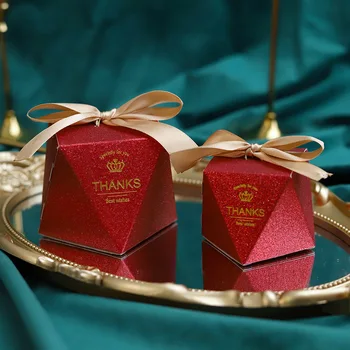 Noua Creatie Visiniu Diamant Cadou Sac de Box pentru Petrecere Copil de Dus de Hârtie Cutii de Ciocolata Pachetul de Nunta Favoarea Cutii de bomboane