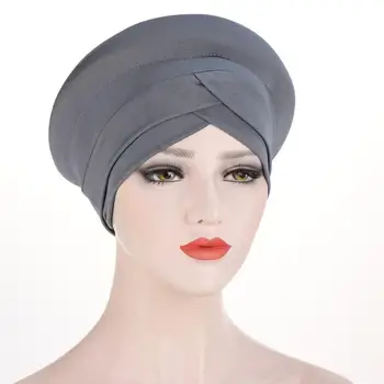 Noua culoare Solidă frunte crucea hijab capota femeie musulmană wrap eșarfă cap turban pălărie gata să poarte Interior hijabs Arabe frizură