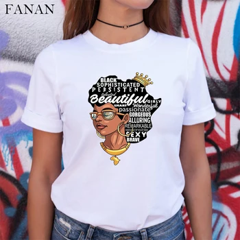Noua Fata Afro Harta Africa de Păr Coroana de Top pentru Femei Tricou Melanina Regina Femeie T-shirt Black History Month Strada Teuri Tumblr tricou