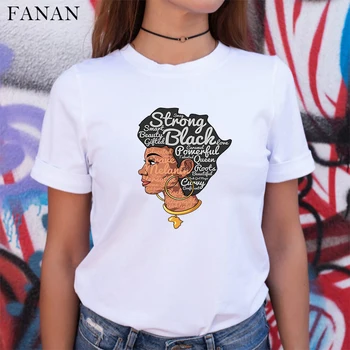 Noua Fata Afro Harta Africa de Păr Coroana de Top pentru Femei Tricou Melanina Regina Femeie T-shirt Black History Month Strada Teuri Tumblr tricou