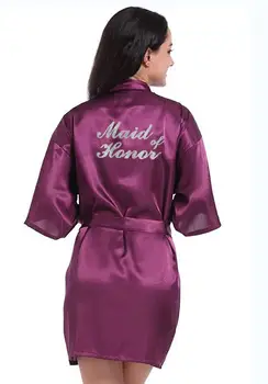 Noua mantie purpurie scris de argint mama mirelui haine de nunta Scurte de Mireasa kimono de onoare satin halat picătură de transport maritim
