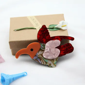 Noua Moda Amestecat Culori Acrilice Păsări Care Zboară Broșe Pentru Femei Drăguț Animale De Pin Rever Feminin Brosa Bijuterii Cadouri Accesorii