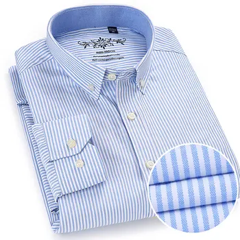 Noua Moda Barbati cu Dungi Casual Oxford Shirt Mozaic cu Mâneci Lungi Buton-Jos Guler Înalt Standard de Calitate-fit Dress Shirt