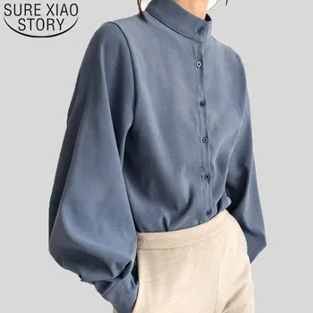Noua Moda Camasi Femei Camasa Felinar Maneca Lunga Femei Bluza Solidă Guler Stand de Birou Bluza Femei Topuri si Bluze 2516 50