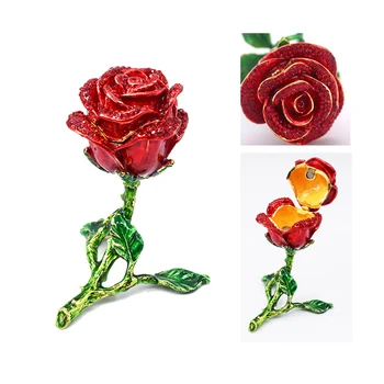 Noua Moda colier, inele, cercei cutie de cadou din Aliaj de email mici de flori de trandafir cutie de bijuterii cadouri de Ziua Îndrăgostiților picătură de transport maritim