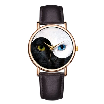 Noua Moda Cuarț Femei Ceas Doamnelor Creative Drăguț Pisica Ceasuri Casual din Piele Ceas de Lux Cadou Reloj Mujer Montre Femme Saat