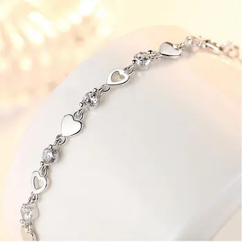 Noua Moda de Argint 925 Inima Dragoste Zircon Bratari Pentru Femei Bijuterii de Cristal pulseira feminina bijoux femme