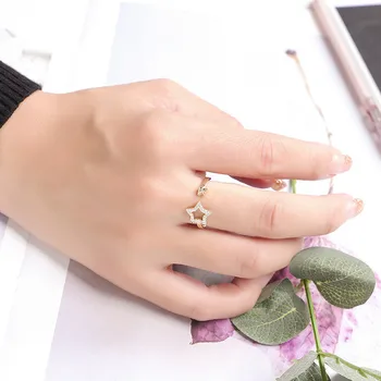 Noua moda de cinci stele a subliniat inel placat cu deschidere inele de aur pentru femei bijuterii 2020 inel reglabil petrecere de bijuterii cadou