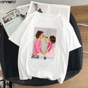 Noua moda de vara Mama fiica Pieptene femei t shirt ulzzang Casual tricou harajuku kawaii t-shirt femei top streetwear îmbrăcăminte