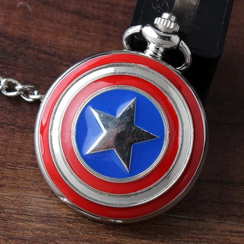 Noua Moda Feliuta Super-Erou Captain America Pictograma Cuarț Ceas De Buzunar Colier Pandantiv Fob Lanț Pentru Bărbați, Femei, Băieți Cadouri
