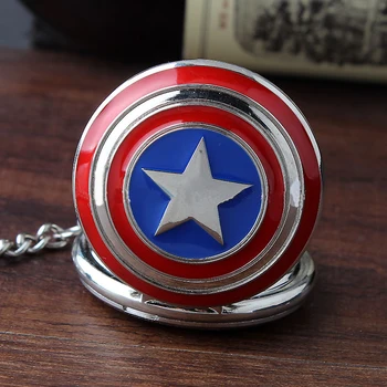 Noua Moda Feliuta Super-Erou Captain America Pictograma Cuarț Ceas De Buzunar Colier Pandantiv Fob Lanț Pentru Bărbați, Femei, Băieți Cadouri