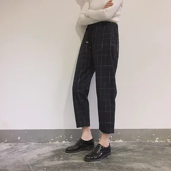 Noua Moda Femei Buzunarele De La Pantaloni Carouri Femei Vrac Casual Sex Feminin De Înaltă Talie Pantaloni Femei Coreeană Stil Retro Chic Elevi Fete