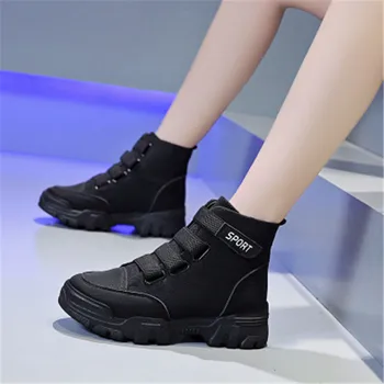 Noua Moda Femei Cizme de Zăpadă Toamna Iarna Femei Glezna Cizme pentru Fete Doamnelor Pantofi de Lucru High Top Adidași Negru Bej Ue 35-40