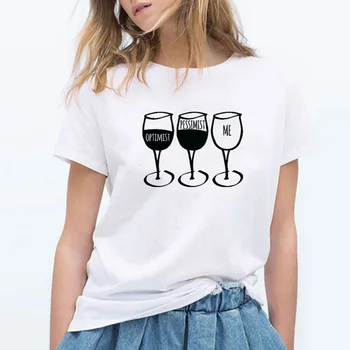 Noua Moda Femei T Shirt Pocalul Imprimat cu Maneci Scurte O-gât Funny T-shirt Vin Casual pentru Femei Tricou Streetwear Haine de Brand