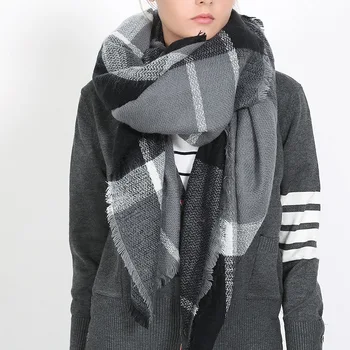 Noua moda femei tartan plaid verifica pătrat eșarfe cașmir doamna gros de iarna cald pashmina scarf de lux super mare 140*140