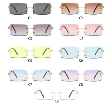 Noua Moda Mic Dreptunghi ochelari de Soare Femei fără ramă Pătrată Ochelari de Soare pentru Femei de Vară 2020 Stil de sex Feminin Uv400 Albastru Roz