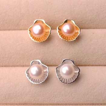 Noua Moda Natural negru de apă Dulce Pearl Stud Cercei formă de Shell pearl Bijuterii Pentru Femei, cadou de nunta
