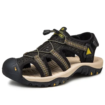 Noua Moda Respirabil Bărbați Sandale de Vara din Piele Pantofi de Plaja Barbati Sandale Pantofi Fund Moale Respirabil Alunecare pe Pantofi pentru Condus