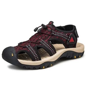 Noua Moda Respirabil Bărbați Sandale de Vara din Piele Pantofi de Plaja Barbati Sandale Pantofi Fund Moale Respirabil Alunecare pe Pantofi pentru Condus
