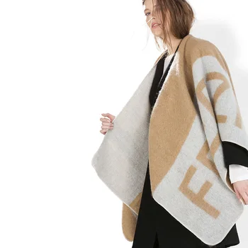 Noua moda scrisoare gratuit printted poncho eșarfe pentru femei cașmir pătură eșarfă doamna gros de iarna de cald șal împachetări brand cape