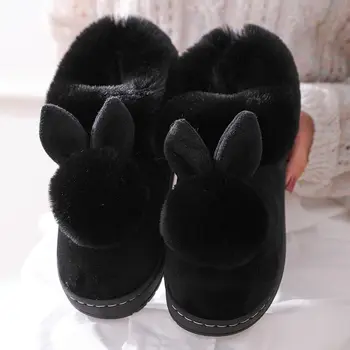 Noua Moda Toamna Iarna Bumbac Papuci De Casă Iepure Ureche Acasă Papuci De Interior Cald Iarna Pantofi Femei Drăguț Plus Papuci De Pluș